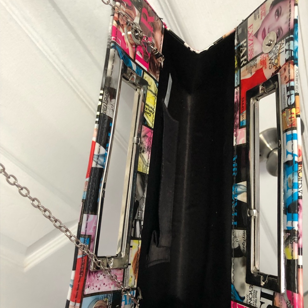 Fashion Magazine Cover Collage Chain Clutch - Multicolor - Picture 10 of 16